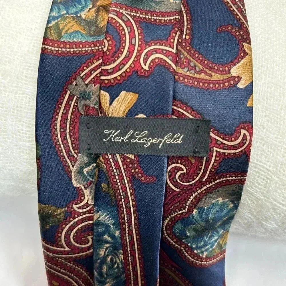 2/$30 Karl Lagerfeld Floral Paisley Silk Tie Luxury Business Classic